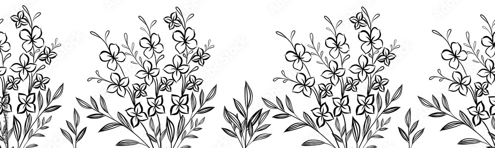Fototapeta premium Flower ribbon. Design element for wallpaper, logo, flyer, presentation, gift card, poster on the wall, landing page, cover, banner, social networks.
