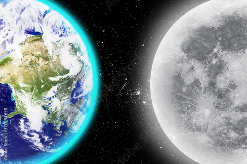 Earth vs Moon in the  space