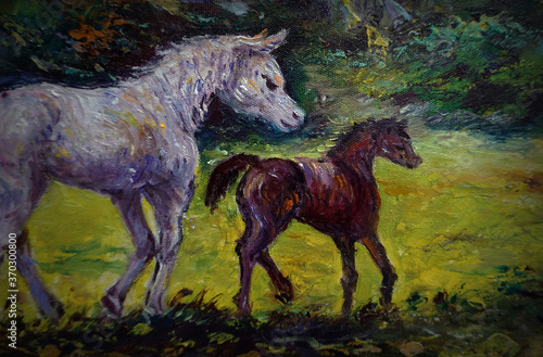Art painting Abstract  horse  Oil color Background from thailand © Kwang Gallery