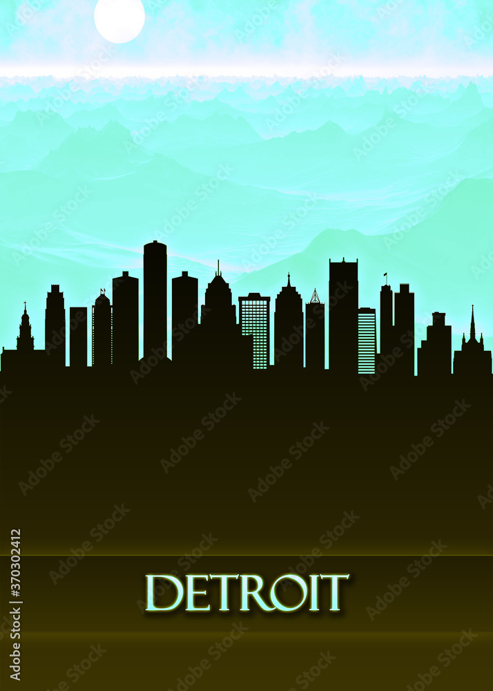 Detroit City Skyline