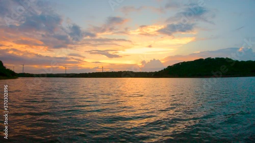 View of the Vadsar Lake during the sunset in Wankaner, Gujarat, India photo