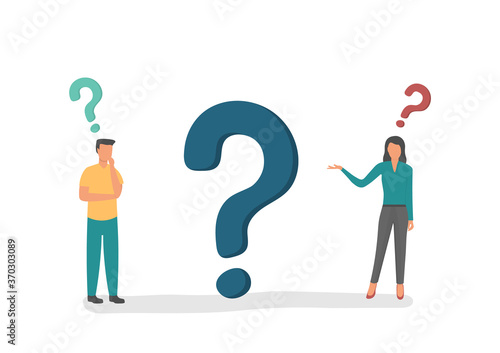 Vector illustration, concept illustration of frequently asked questions of exclamation marks and question marks, metaphor question answer
