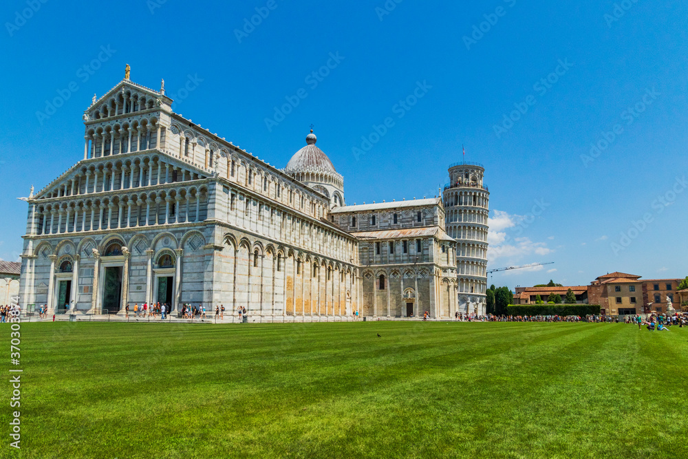 Various views of the leaning tower of Pisa