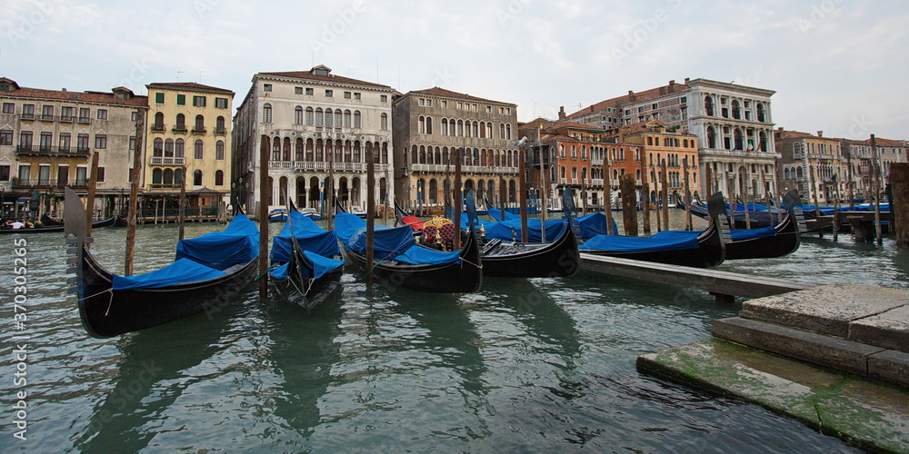 Gondolas at Canal Grande in Venice, Veneto region, Italy, Europe
