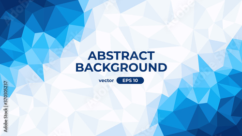 Abstract polygonal background. Geometric triangular low poly graphic. Colorful blue and white gradient. Simple modern design. Banner, flyer, cover template. Flat style vector eps10 illustration.