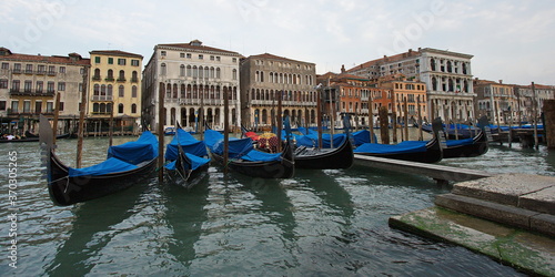 Gondolas at Canal Grande in Venice, Veneto region, Italy, Europe 