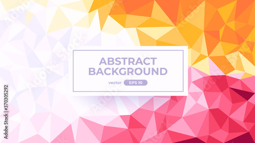 Abstract polygonal background. Geometric triangular low poly graphic. Colorful red and yellow gradient. Simple modern design. Banner, flyer, cover template. Flat style vector eps10 illustration.