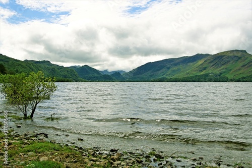 Derwent Waters, in Keswick, by the Great Wood, in summer. photo