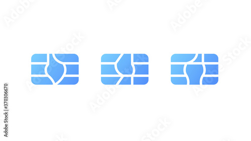 EMV chip icon for bank plastic credit card or debit charge card. Icon set isolated on a white background. Flat style vector illustration. Signs and symbols. Modern simple style. Realistic template.