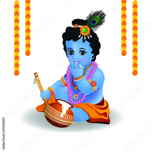 God Baal Krishna eating Makhan 