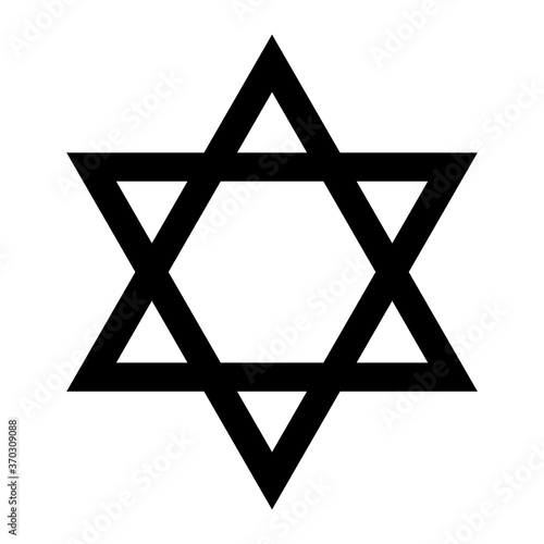 David star icon, israel symbol of religion judaism. Hexagram jerusalem symbol. Biblical flat seal photo