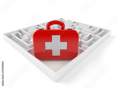 Obraz na płótnie First aid kit inside maze
