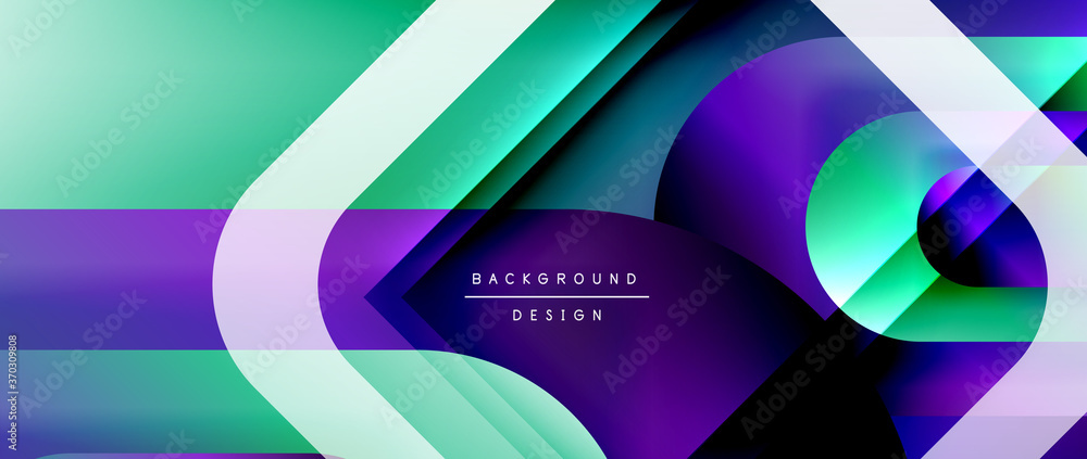 Vector geometric abstract background with lines and modern forms. Fluid gradient with abstract round shapes and shadow and light effects Vector geometric abstract background with lines and modern forms. Fluid gradient with abstract round shapes and shadow and light effects