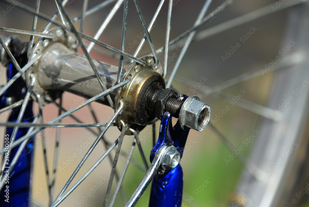 Obraz premium A bike repair, gluing of tires, inspection of the circuit. Do self-isolation repair the bike.