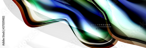 Vector abstract background  flowing liquid style bubble with metallic  color quicksilver chrome texture and color glow effects