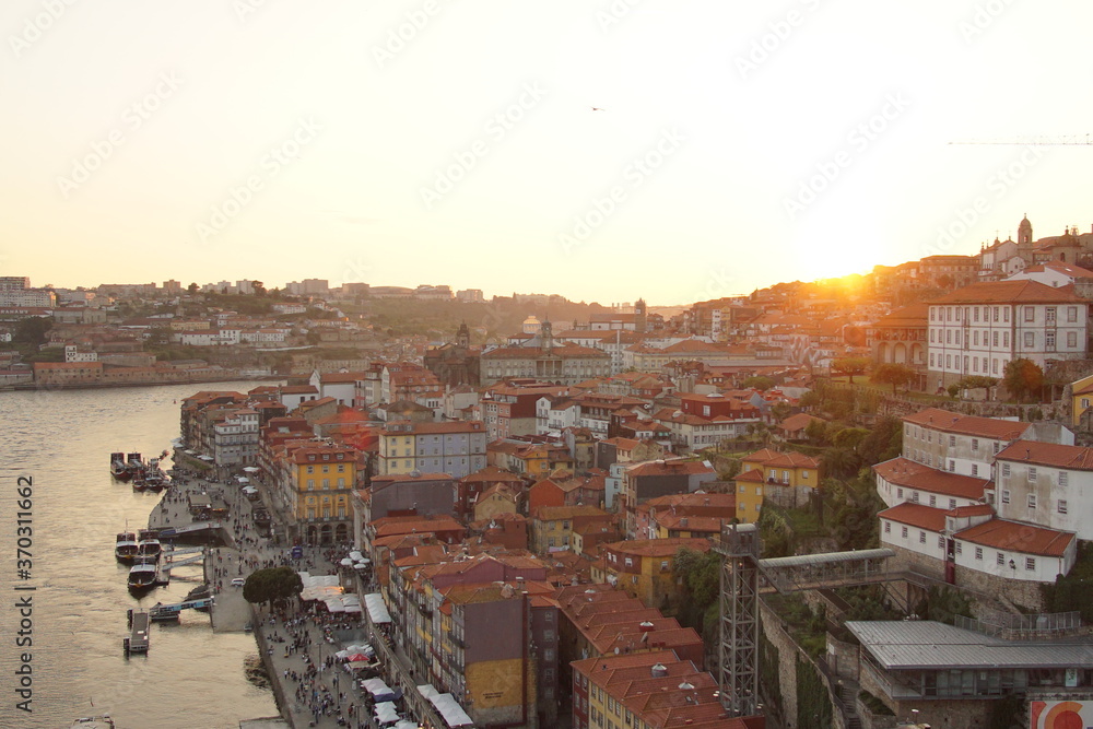 Cityscape of Porto on sunset, Portugal
