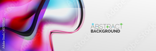 Vector abstract background, flowing liquid style bubble with metallic, color quicksilver chrome texture and color glow effects