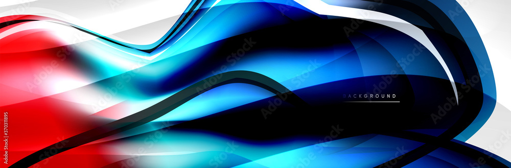 Fototapeta premium Vector abstract background, flowing liquid style bubble with metallic, color quicksilver chrome texture and color glow effects