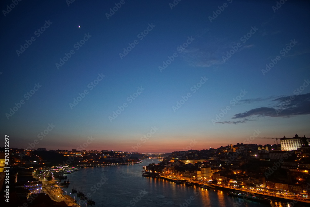 Portugal, beautiful sunset cityscape of Porto