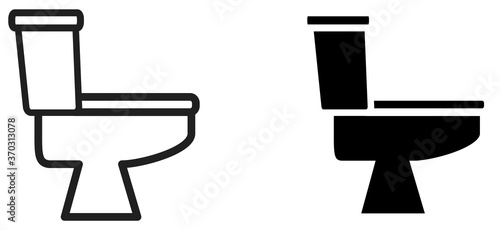 Simple toilet bowl icon, black and white version