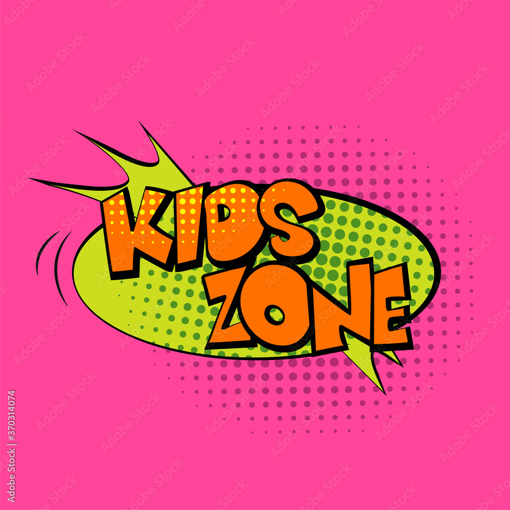 Kid zone vector banner, logo. Kid's playground funny design