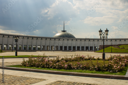 Victory Museum in Moscow Russia on a cloudy summer day and space for copying