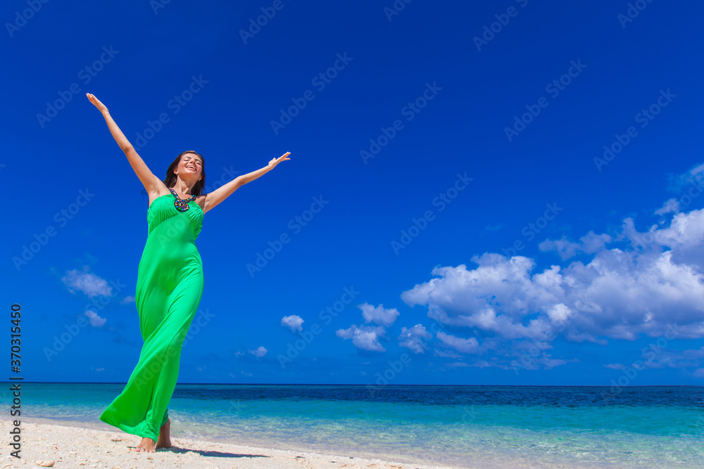 Woman enjoy vacation on beach Woman enjoy vacation on beach