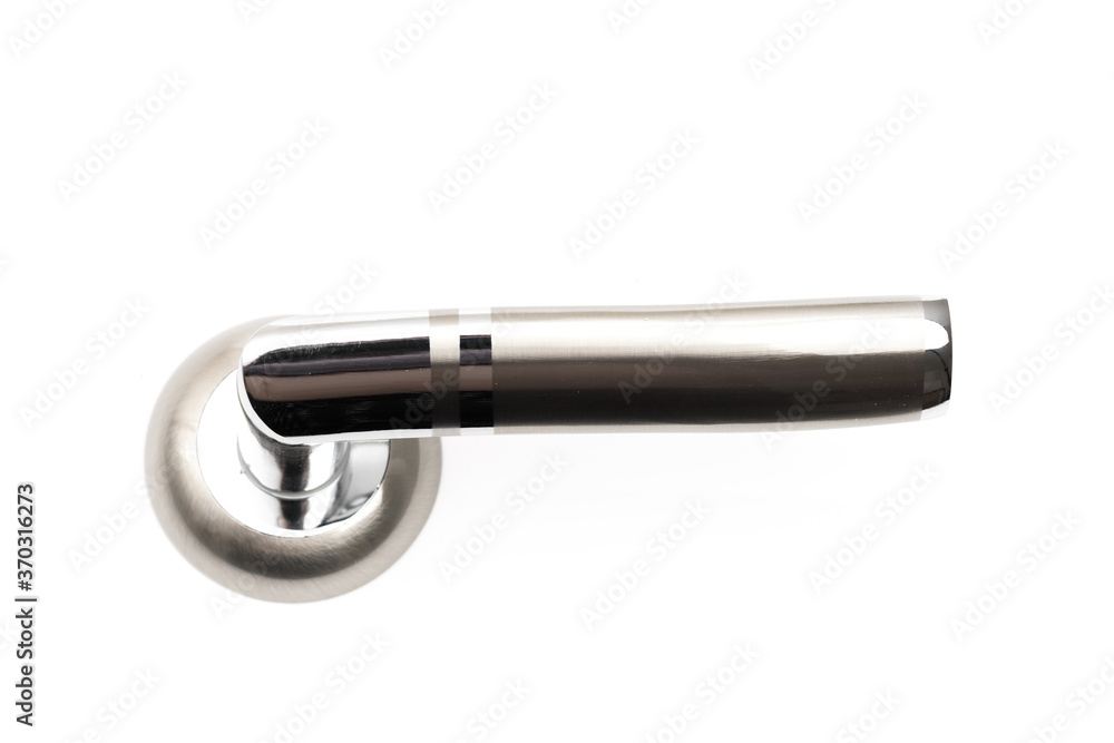 chrome door handles isolated on white background . chrome door handles isolated on white background .