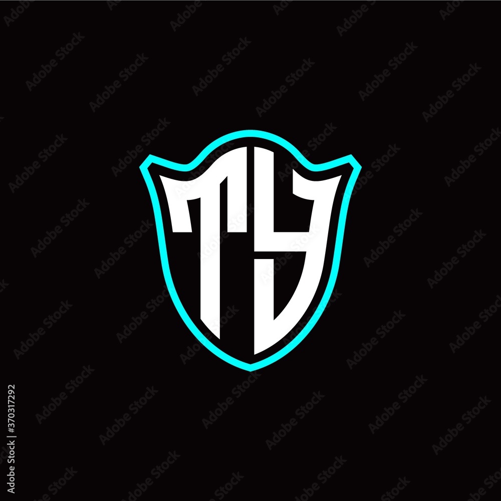 T Y initials monogram logo shield designs modern T Y initials monogram logo shield designs modern