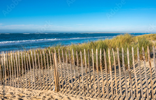 rance, Gironde, Arcachon Bay, La Lagune beach, protection barrier against coastal erosion