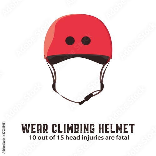 Climbing helmet. Mountaineering safety equipment. Vector illustration.