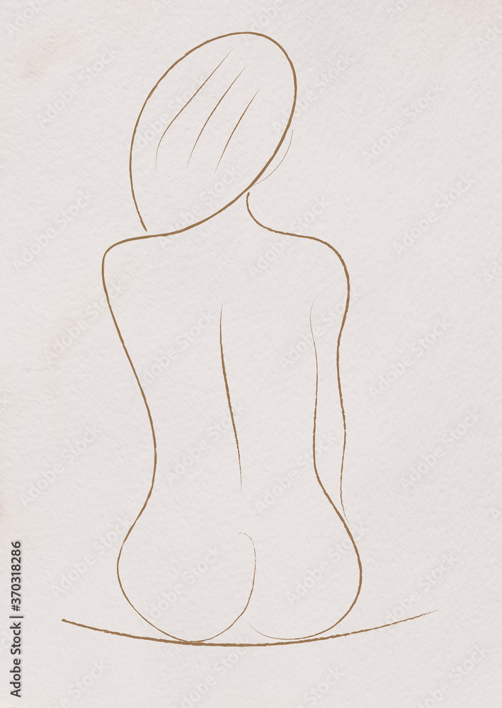 Woman's back line drawing illustration Metal Print for Sale by BAISSANE