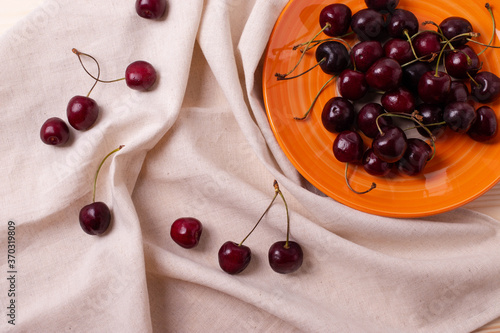 delicious fresh dark red ripe cherries