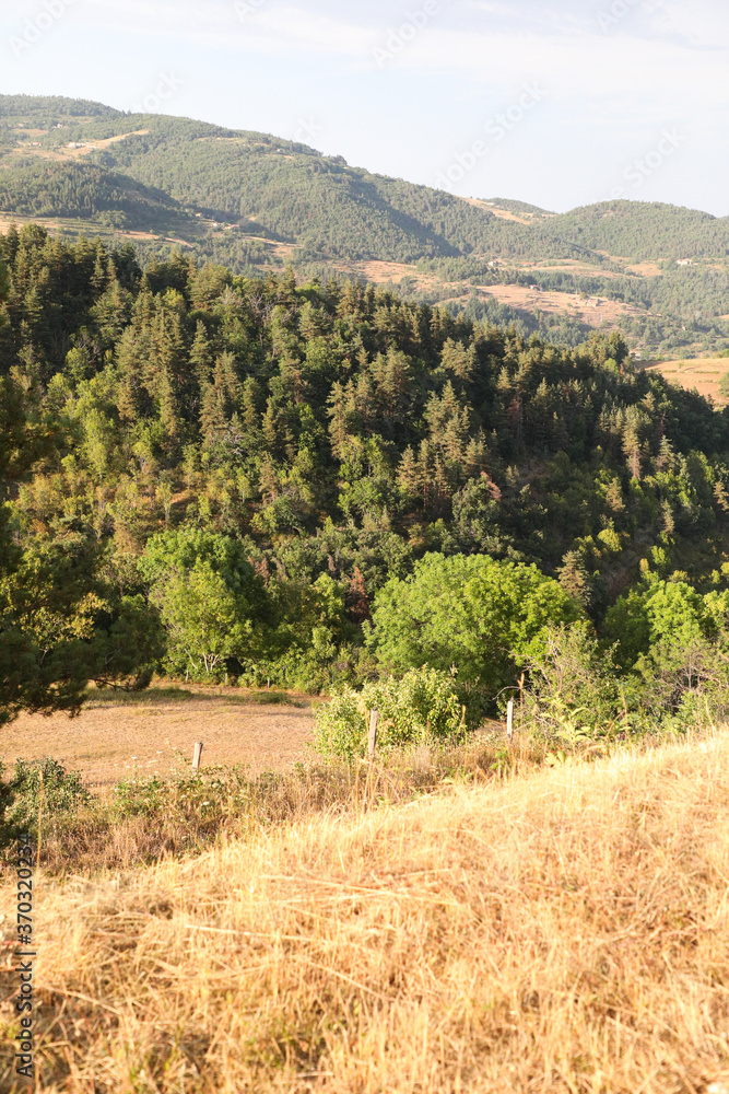 Rural Landscape in the early Morning in the Ardeche, France