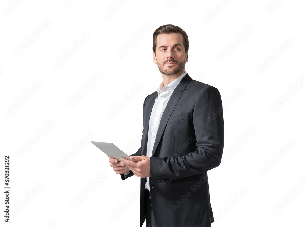 Business man with tablet computer, isolated Business man with tablet computer, isolated