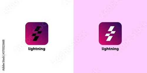 Lightning cube and S letter logo. lightning logotype
