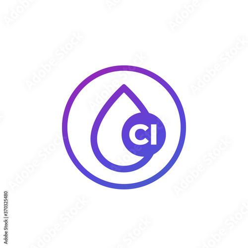 Chlorine drop icon on white