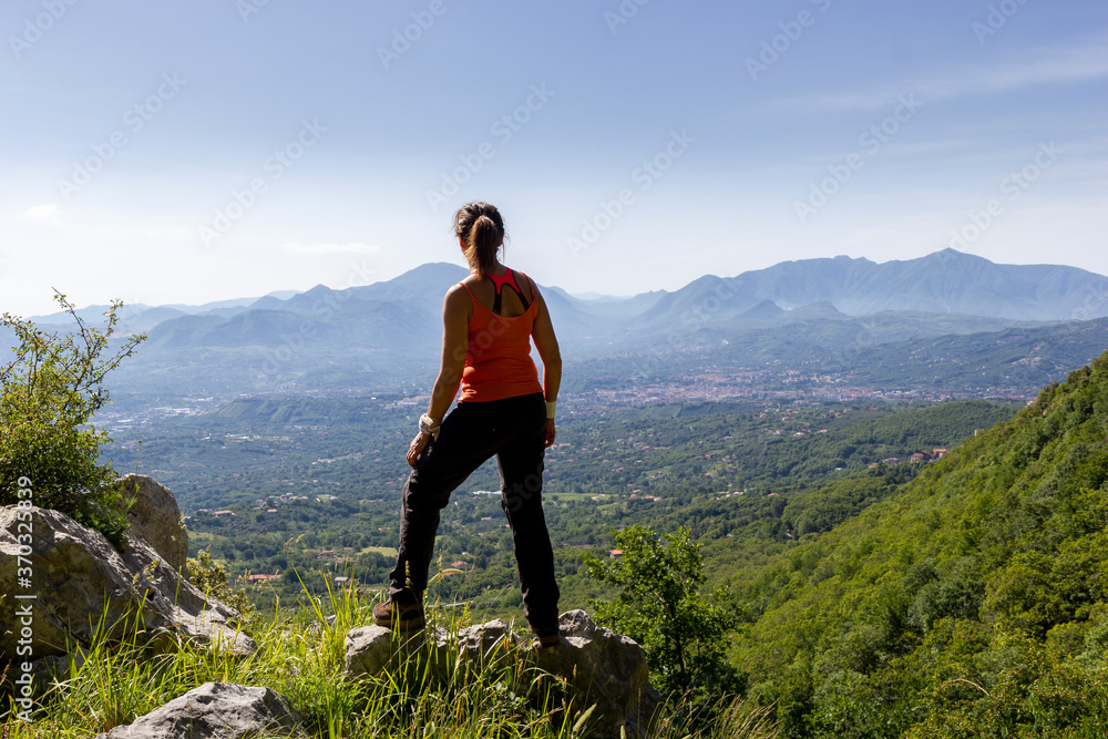 hiker on the top of a mountain in Partenio park