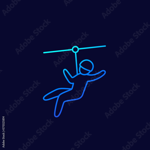 zip line, zipline icon, line vector