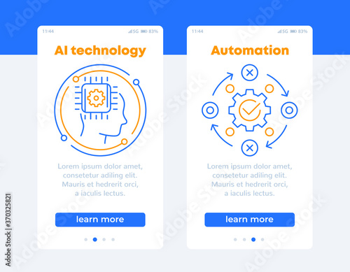 AI technology and automation banners for web