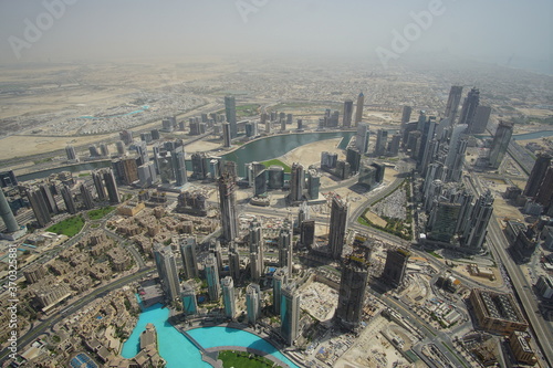 Dubai skyscrapers from above. Incredible Dubai view. Futuristic skyline.