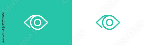 Optician creative symbol concept. Minimalistic logo design template for medical care. Eye icon.