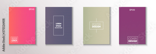 Wavy Minimal Cover Vector Set. Modern Flyer Paper Design. 80s Neon 