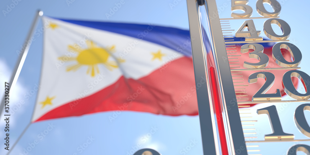 30 degrees centigrade on a thermometer measuring air temperature near