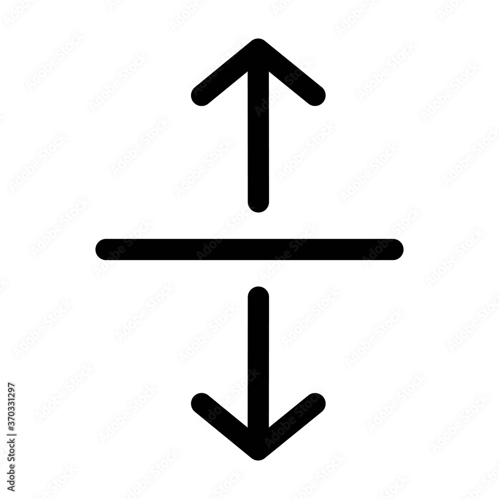 Horizontal split vector icon isolated on white background. Divide arrows sign.
