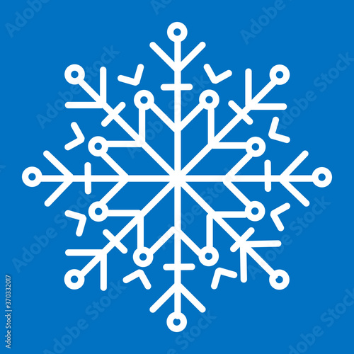 snowflake icon white on blue backgrount. vector illustration. For web or app or logo.