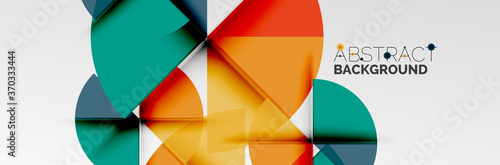 Free Download Bright color circles, abstract round shapes and triangles composition with shadow effects. Vector modern geometric design template - GFXLoad