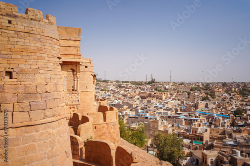 View of Jaisalmer Fort walls and town below