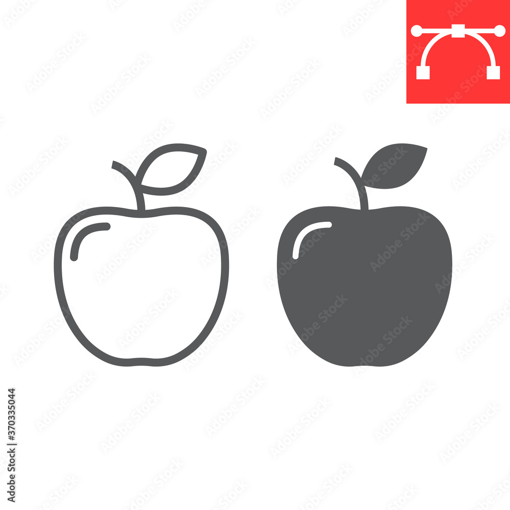 Apple line and glyph icon, fruit and health, apple sign vector graphics, editable stroke linear icon, eps 10. Apple line and glyph icon, fruit and health, apple sign vector graphics, editable stroke linear icon, eps 10.