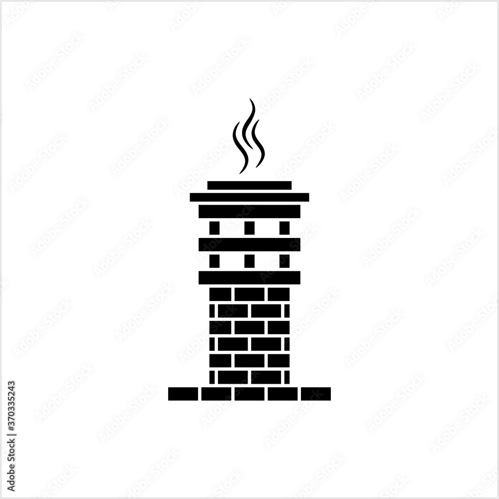 Obraz premium Brick Chimney Icon, Smoke, Roof Chimney